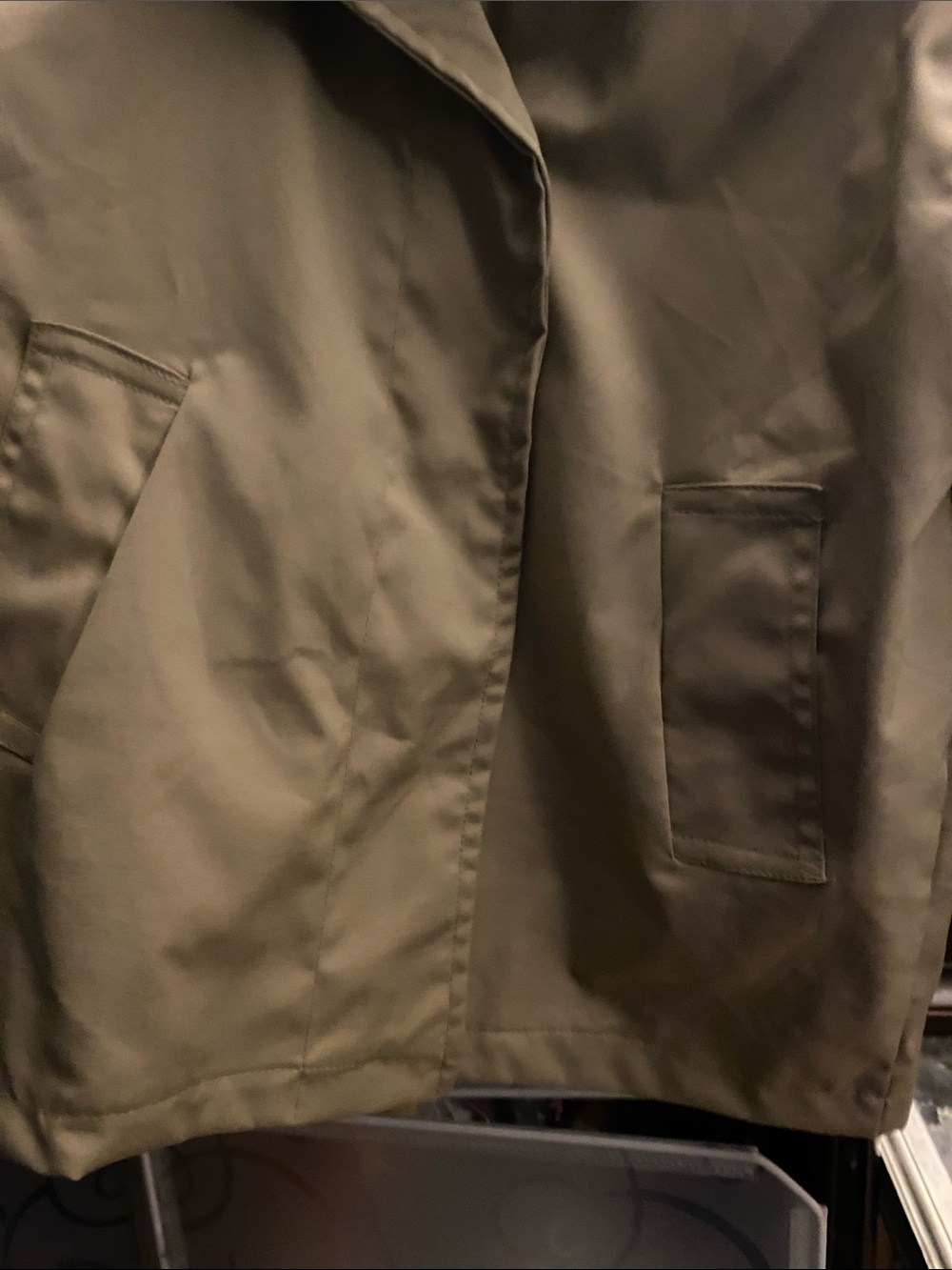 NWOT, Girls' Tan Swing Coat with Plaid Cuff - Picture 4 of 5